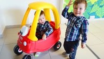 TODDLERS AND CAR Family fun funny video for kids LITTLE TIKES ON PLAYGROUND