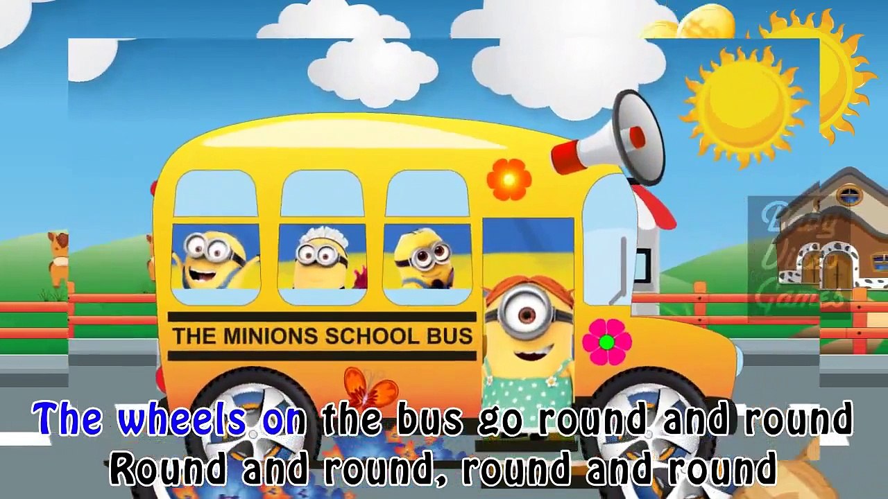 Wheels on the bus the Minions Songs School Bus Song Nursery Rhymes for Kids
