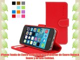 Snugg - Carcasa de cuero (PU) con tapa para iPhone 5/ 5s color rojo