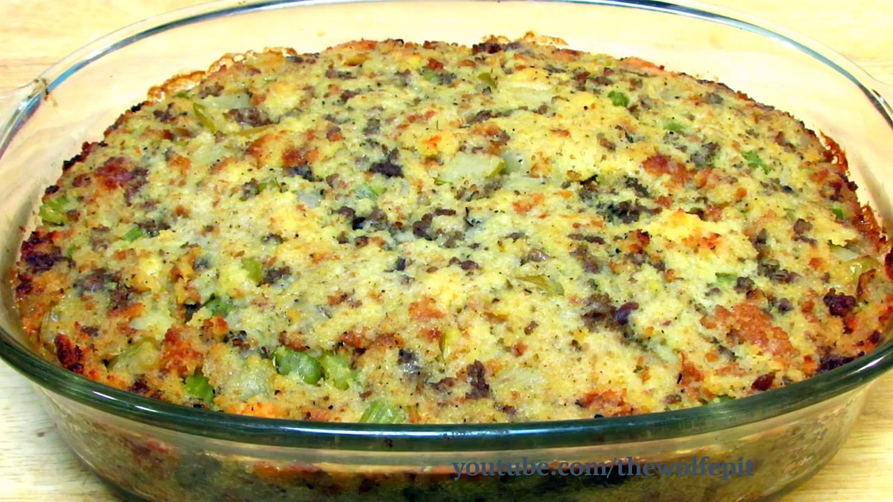 Cornbread Dressing - Stuffing w-Sage Sausage & Granny Smith Apples
