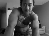 Asian bodybuilding flexing muscle