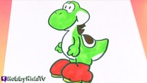 Draw Yoshi Nintendo Dinosaur! Arts N Crafts Fun with Markers HobbyKids TV