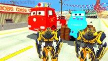 Disney PIXAR cars Red Fire Truck & Monster Sulley Bumblebee Childrens Songs Part 2