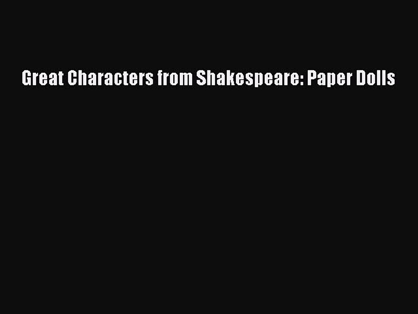 shakespeare paper dolls