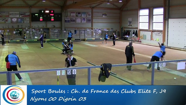 Tir rapide en double, premier tour, Club Elite Féminin, J9, Nyons vs Digoin, Sport Boules, saison 2015-2016