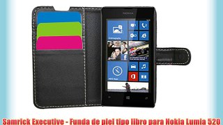 Samrick Executive - Funda de piel tipo libro para Nokia Lumia 520 (con tarjetero protector