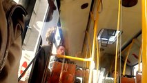 Drugged guy goes crazy un a bus