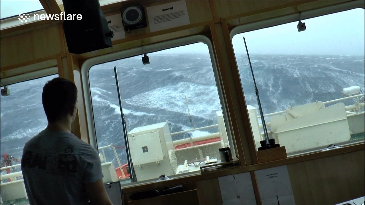 This is what it is like on ship in the North Sea during a storm