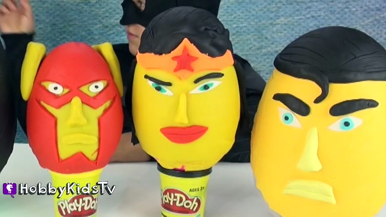 Armored Batman Vs Superman Play Doh Surprise Eggs by HobbyKidsTV