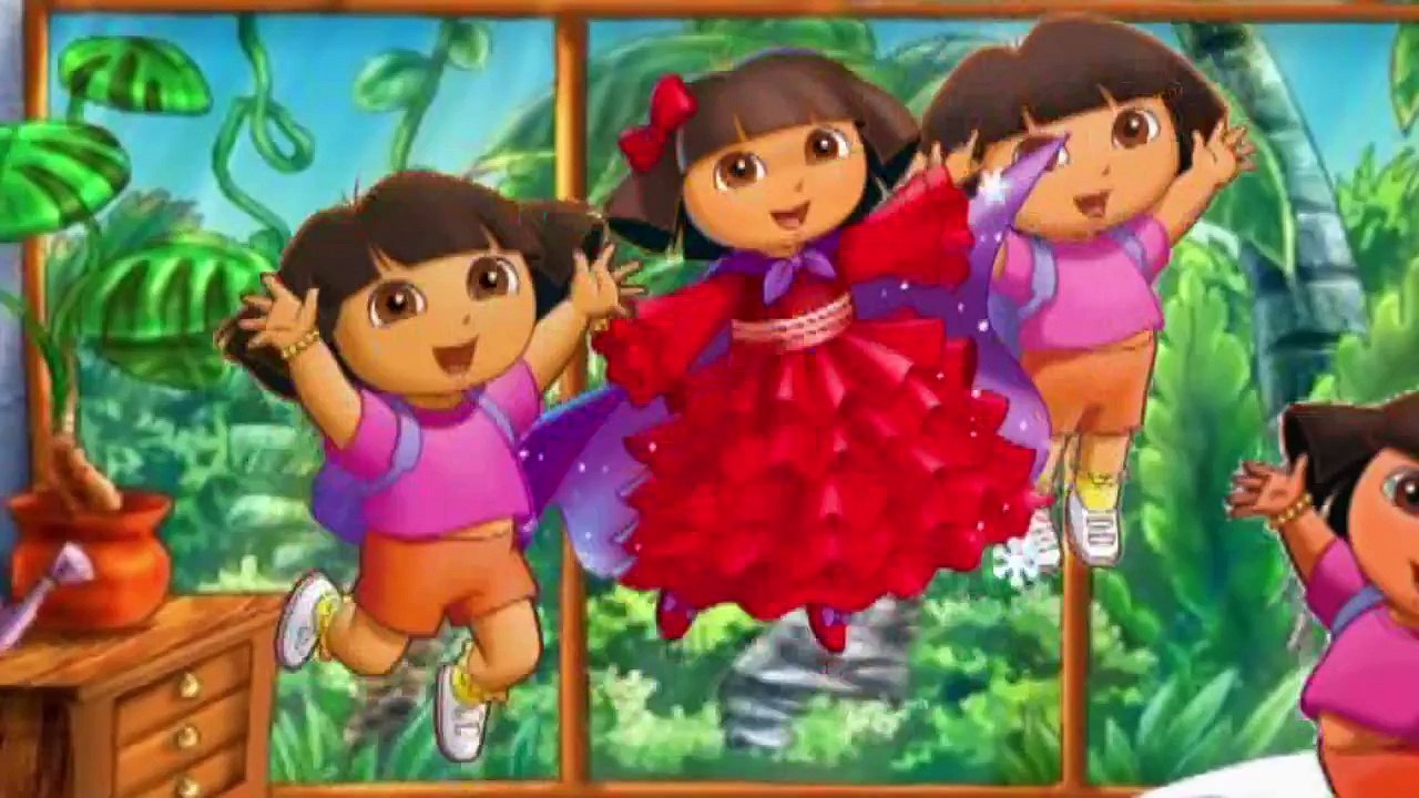 Dora the Explorer Five Little Monkeys Jumping on the Bed - Five Dora jumping on the bed