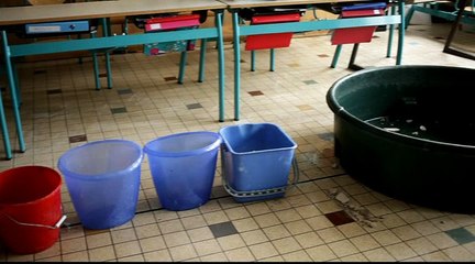 Effondrement du toit de l'école à Crèvecoeur-le-Grand