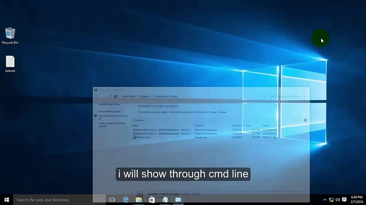 How to enable the Telnet Client in Windows 10