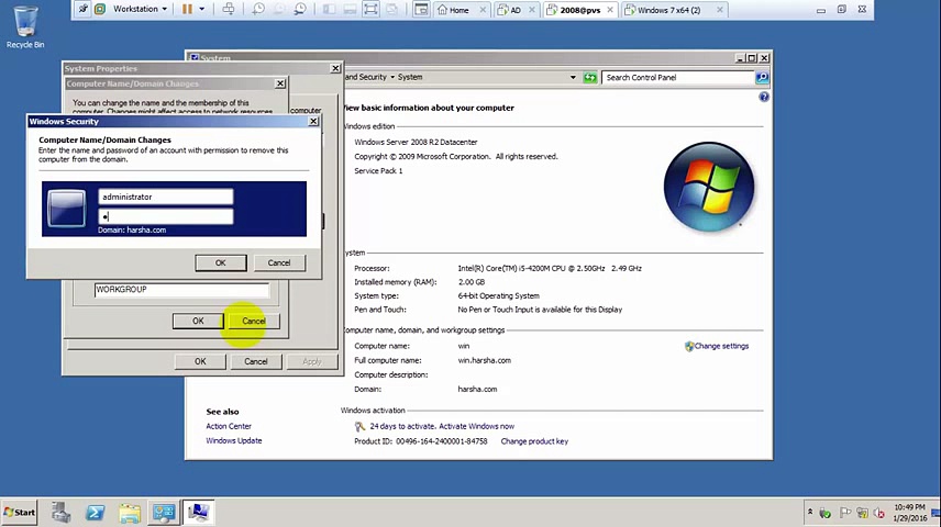 The security database on the server does not have a computer account for this workstation trust relationship