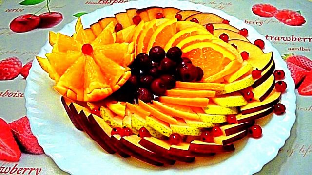 Цветок из апельсина! Flower of orange! Украшения из фруктов! Decoration of fruit!