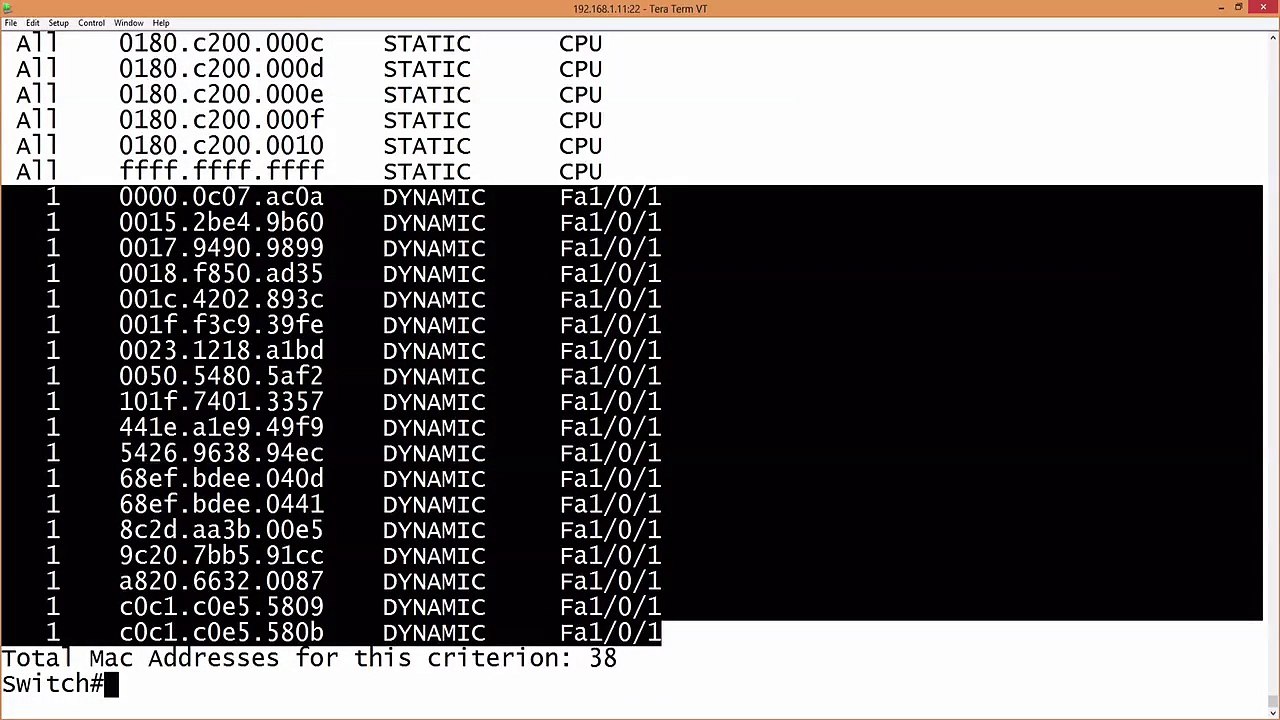 79.MAC Address Table