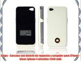 Kinps - Carcasa con batería de repuesto y cargador para iPhone - blanc Iphone 4 ultrafino 2300