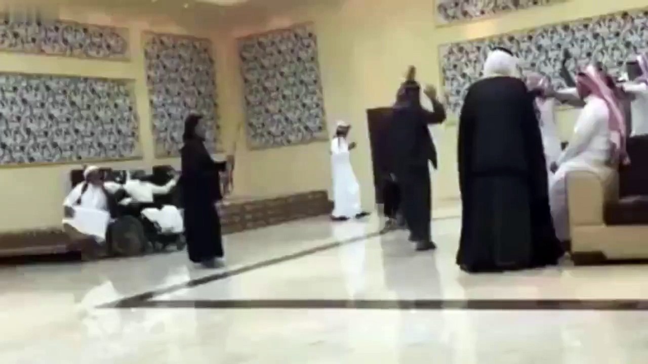 Saudi Boy fires Gun indoors while dancing **Volume**