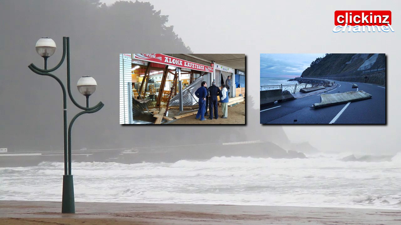 ZARAUTZ TEMPORAL 2016 Destrozos y Secuelas tras 1ª noche OLAS GRANDES destrozan locales comerciales restaurantes bares cafeterias Zarauz donostia san sebastian gipuzkoa 9-2-16 euskadi país vasco spain españa storm with big waves in zarautz basque country