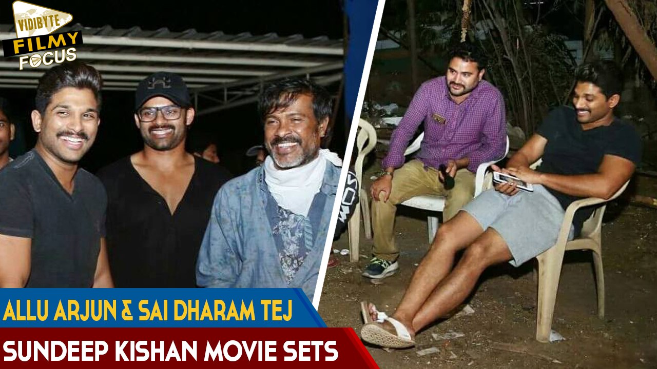 Allu Arjun & Sai Dharam Tej at ‪Sundeep Kishan's Okka Ammayi‬ Thappa Movie Sets - Filmy Focus