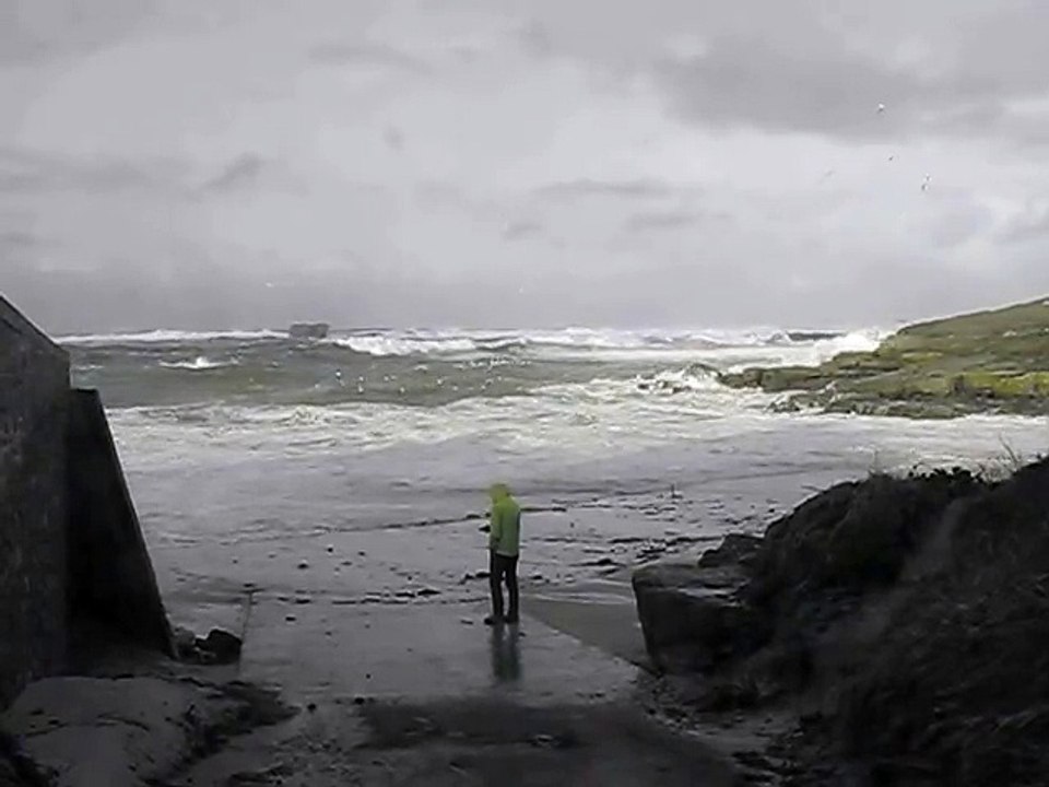 Old Couple gets carried away by massive Waves during Storm in France