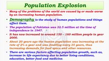 Population Explosion , Population Pressure & Human Population Cries