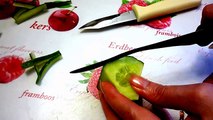 Украшения из овощей. Треугольники из огурца, моркови, перца. Decoration of vegetables