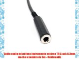 Cable audio micrófono instrumento estéreo TRS jack 6.3mm macho a hembra de 5m - Cablematic
