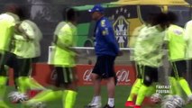 Neymar and Marcelo Training with Brazuca Ball World Cup 2014