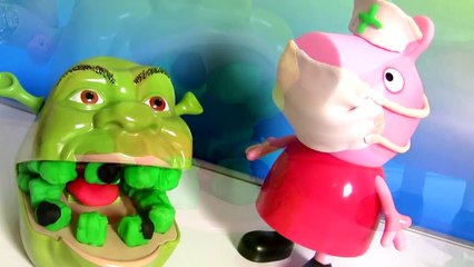 Nurse Peppa Pig Fix Shrek Rotten Root Canal Play Doh Doctor Drill N Fill Play Dough Denti