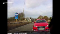 Dashcam captures driver going wrong way down UK motorway slip road