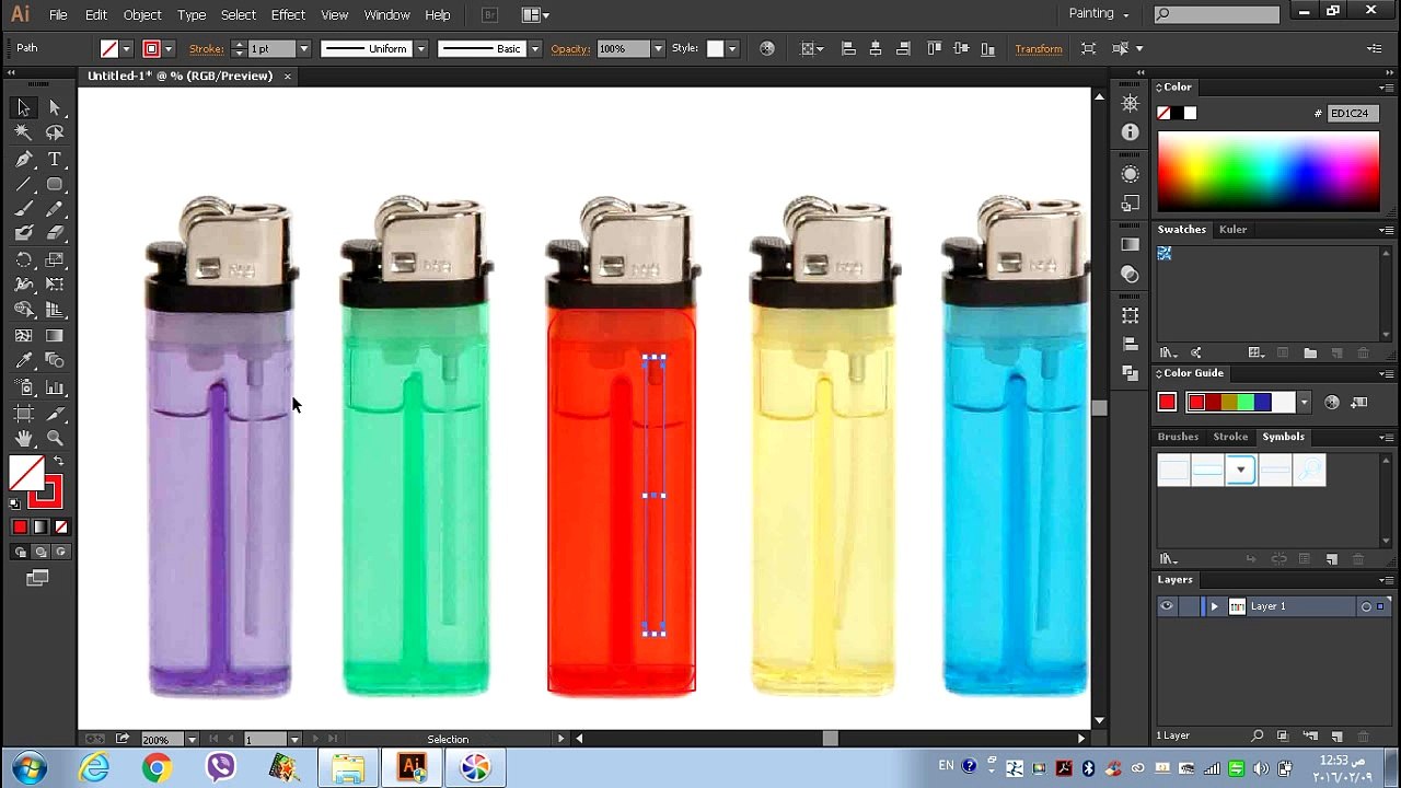 Drawing 3D lighter illustrator