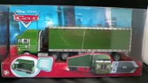 Disney Cars Gil Green Peterbilt Hauler Truck and Trailer with Jerrys Recycled Batteries