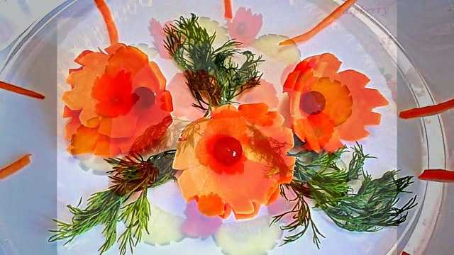 Цветок из моркови! Украшения из овощей! Carving carrot. Decoration of vegetables