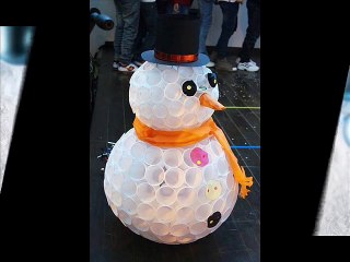 МК - снеговик из пластиковых стаканчиков ----- Master Class - a snowman out of plastic cups