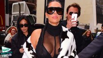 Kim Kardashian Flaunts Major Cleavage In Sheer Top and Dalmatian Fur Coat
