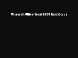 [PDF Download] Microsoft Office Word 2003 QuickSteps [Read] Full Ebook