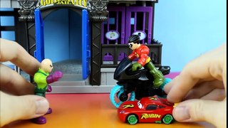 Disney Pixar Cars Lightning McQueen as RobinCar McQueen save Batman, Spiderman Gotham City Jail