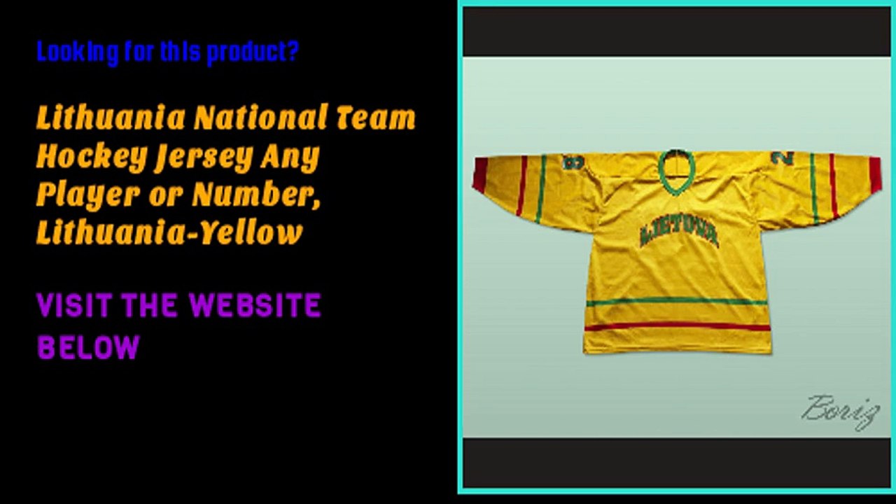 Lithuania National Team Hockey Jersey Any Player or Number, Lithuania-Yellow