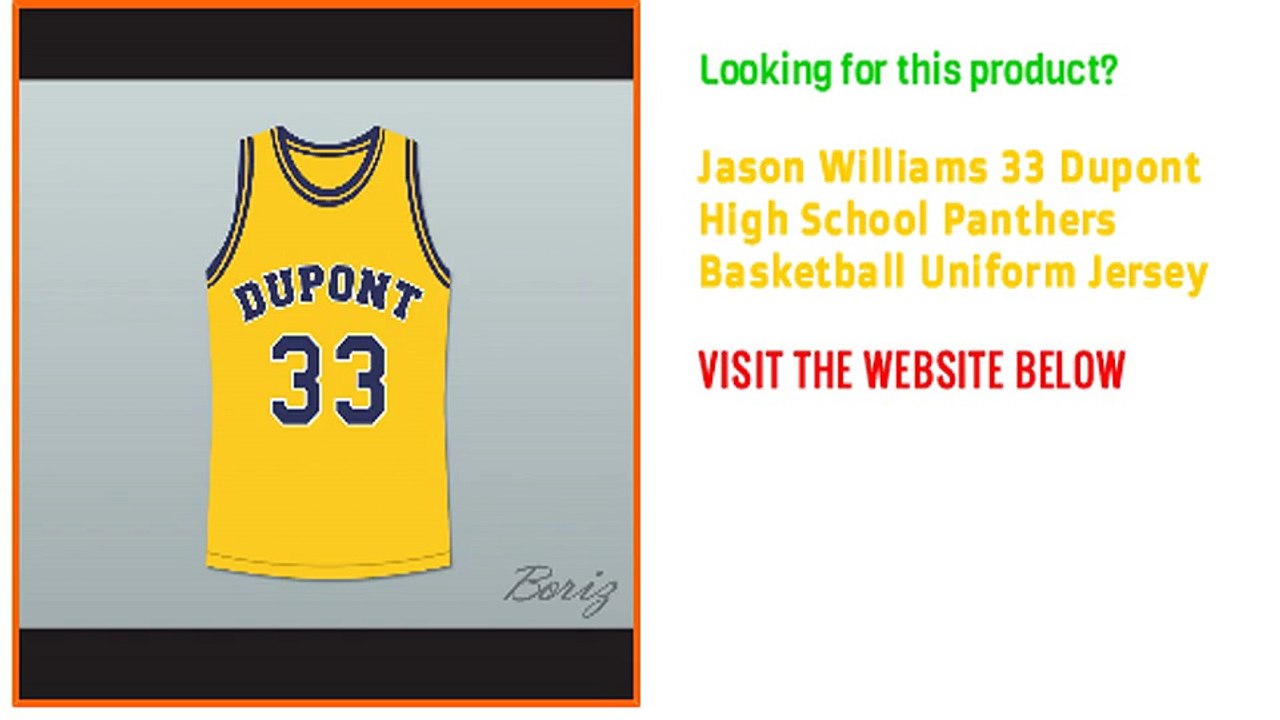 Jason Williams 33 Dupont High School Panthers Basketball Uniform Jersey