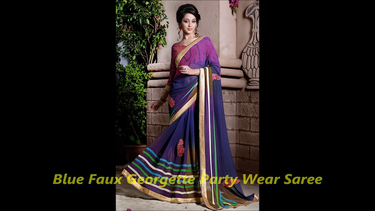 Blue Color Sarees by nikvik.com
