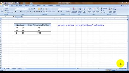 Calculate LCM In Excel 2007 Hindi