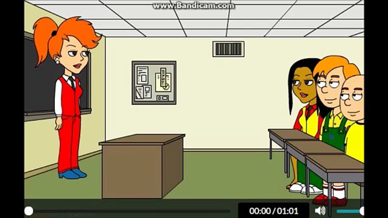 Caillou says curse words in class and gets grounded