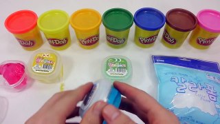 How To Make Play Doh+Slime Rainbow Ice Cream Clay Learn the Recipe DIY 액체괴물+플레