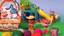 Dora The Explorer with Kinder Eggs and Play Doh Surprise Eggs for Easter