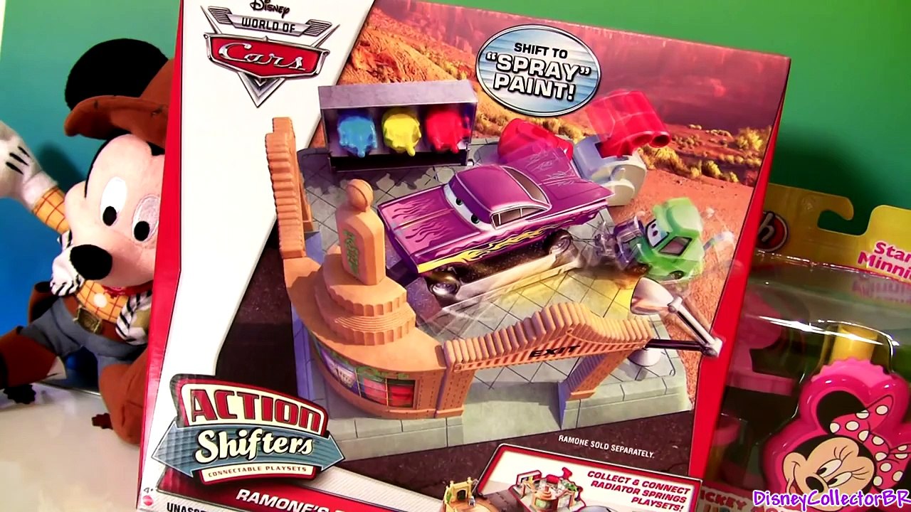 Play Doh Cars Ramones Body Shop Racing Stripes Lightning McQueen Action Shifters Sally Disney Pixar