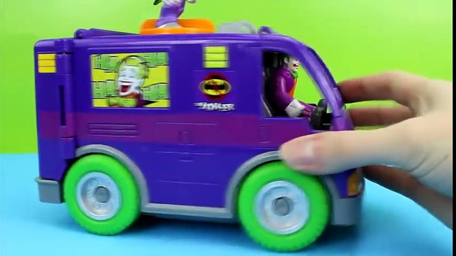 Imaginext Villain Van Fisher Price Joker & Penguin try take Batman & Robin Surprise Egg! Just4fun290