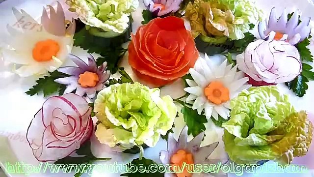 5 Лайфхаков Как красиво нарезать овощи!Цветы из овощей! Украшения салатов