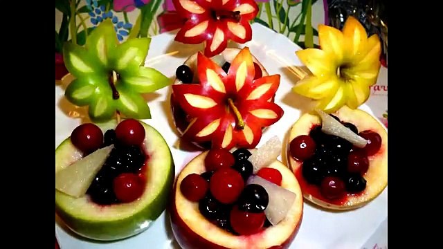 8 Лайфхаков Как красиво нарезать яблоки ! Как красиво оформить стол Украшения из фруктов