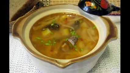 Белые щи из свежей капусты с шампиньонами