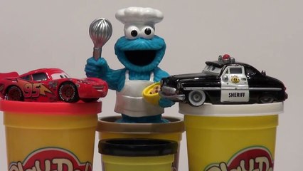 Play Doh Lightning McQueen and Sheriff, we make Pixar Cars Sheriff from Play Doh with Cookie Monster